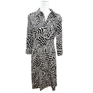St. John Sport animal print belted shirt dress M